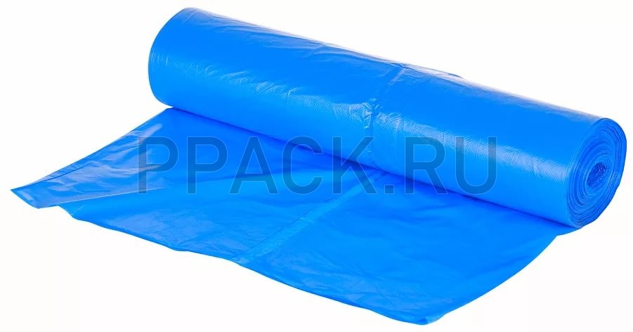 Мешки для мусора 120л, 70х110, 18мкм синие, (рулон 50 шт)